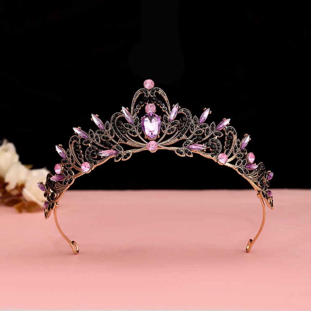 Baroque vintage tiara purple crown wedding Halloween birthday